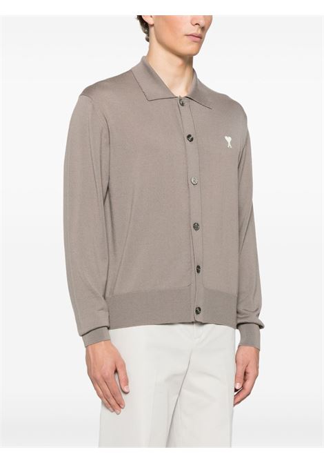 Cardigan Ami De Coeur in grigio Ami paris - uomo AMI PARIS | HKC221KN00250952